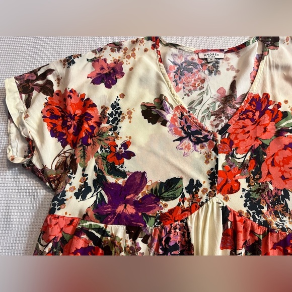 Andree by Unit Floral V-Neck Women's Tunic Dress Women’s Size 1X - Picture 10 of 16
